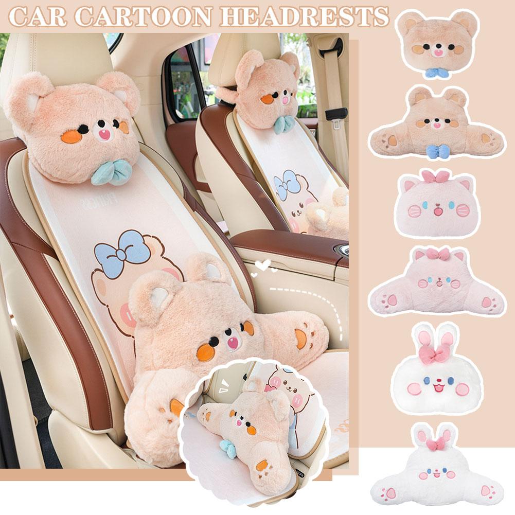 Car Rest Plush Neck Pillow Universal Lumbar Cute Neck Car Cartoon Cushion Support Rest Pillow L9q1