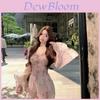 French Pink Floral Long Sleeve Shirt With Knitted Fabric For Spring Womens Fashion