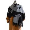 Autumn/Winter Core Spun Yarn Scarf For Ladies Fashionable Simple Jacquard Long Tassel Loose Shawl