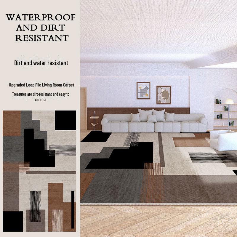French Modern Luxury Black & White Plaid Carpet for Living Room & Bedroom