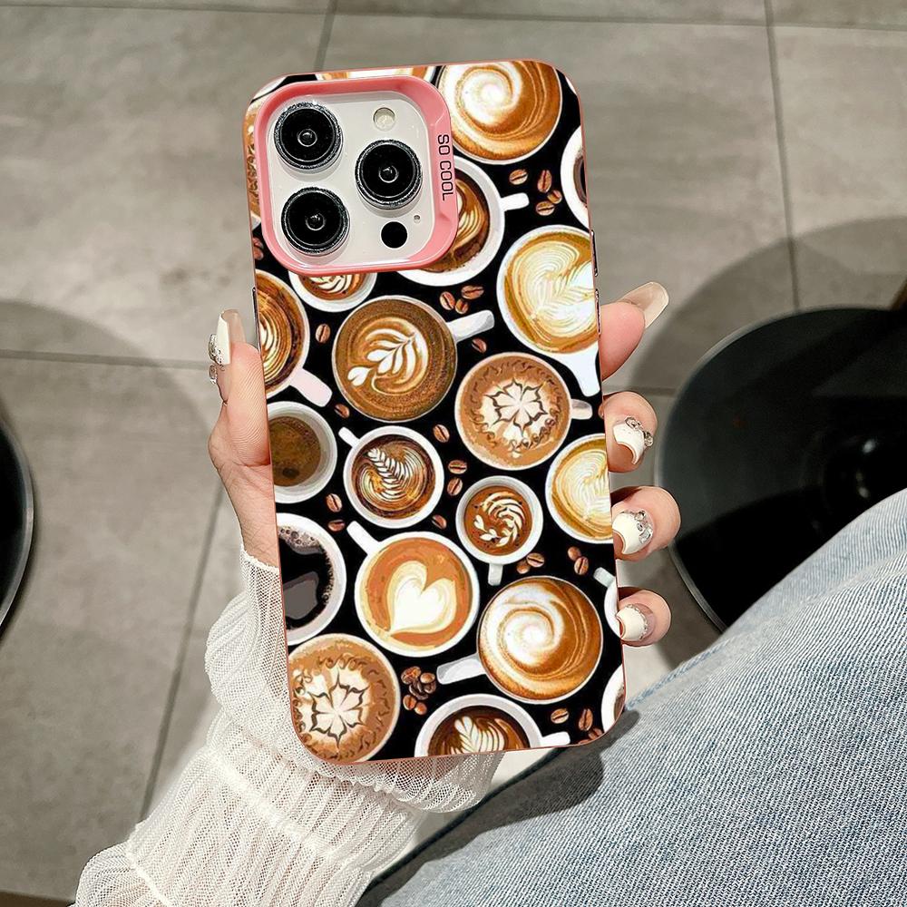 Coffee Beans Pink Translucent Mobile Phone Case for iPhone 17 16 15 14 13 12 11 X XR XS Air Pro Max Plus Colorful Cover