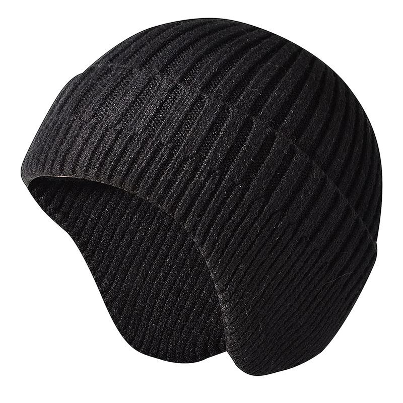 Autumn and winter wool hats, men's and women's solid color ear caps, thickened thermal pullover hats, outdoor riding wool hats, ski hats