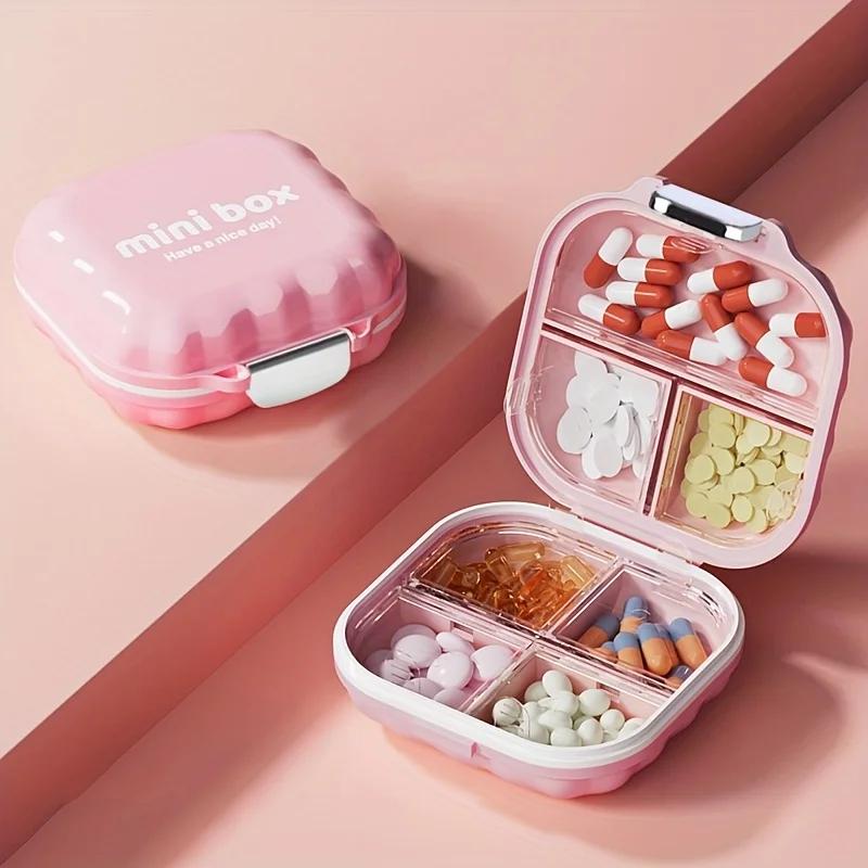 

1 Portable Pill Box, Suitable for 7-Day Travel, 7-Compartment Pill Organizer, Sealed Storage Container, Jewelry Case рожевий