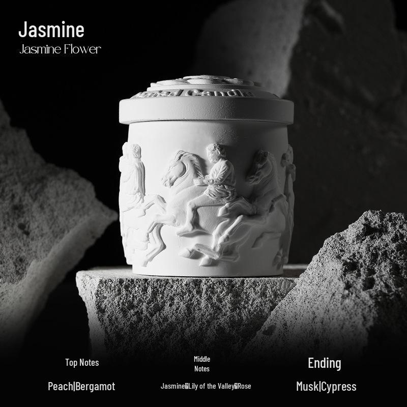 Roman Temple Scented Candle: Plaster Cup with Long-Lasting Fragrance, Perfect for Bedroom Décor and High-End Birthday Gifts жасмин