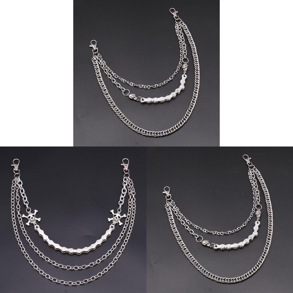 Punk Totenkopf Mehrschichtige Metallgürtelkette für Männer und Frauen Hip Hop Nachtclub Stil Accessoires
