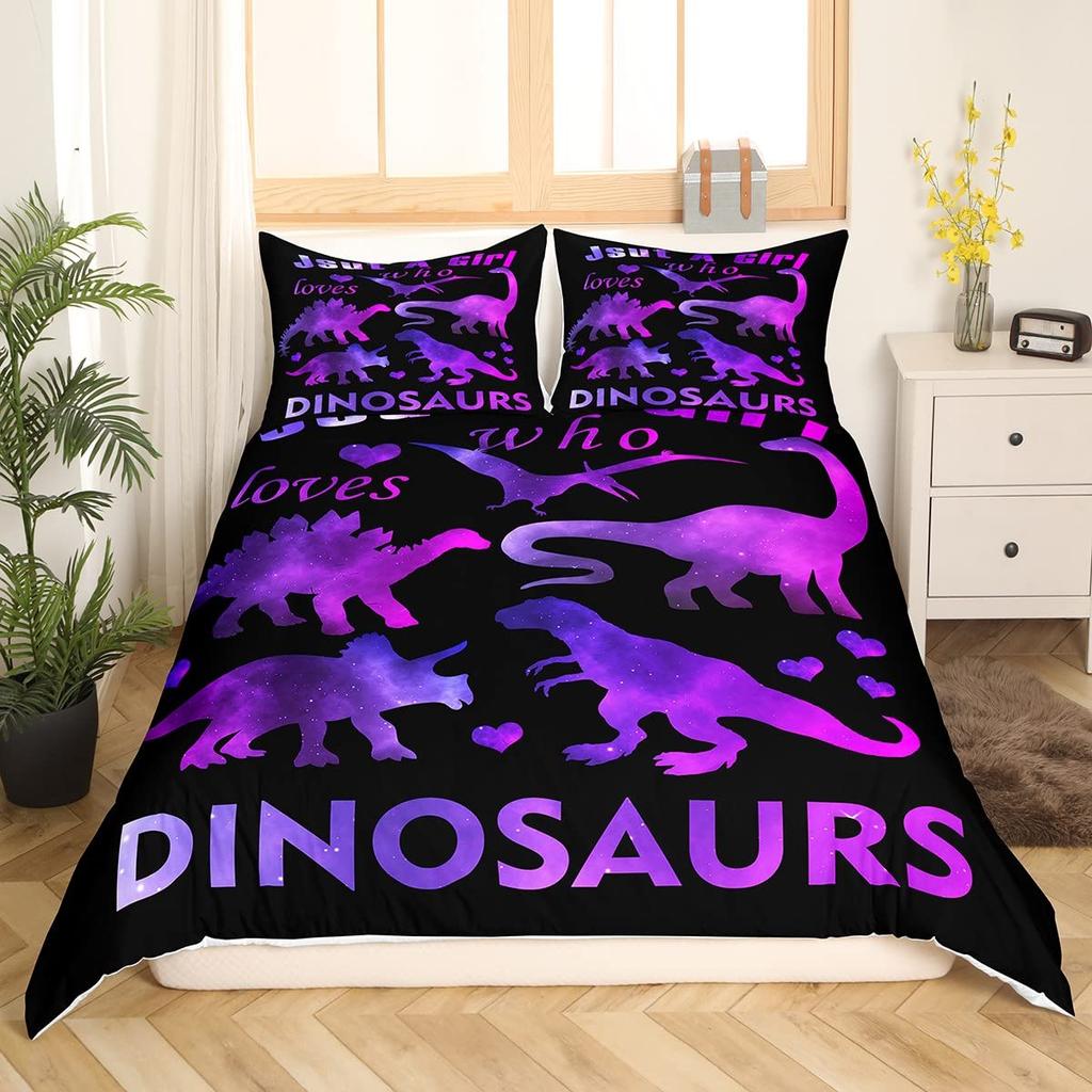 Dinosaur Duvet Cover Set Cartoon Cute Duvet Cover Boy Bedding Set Dino Comforter Cover Set Soft Dinosaur Animal Teen Bedroom Set