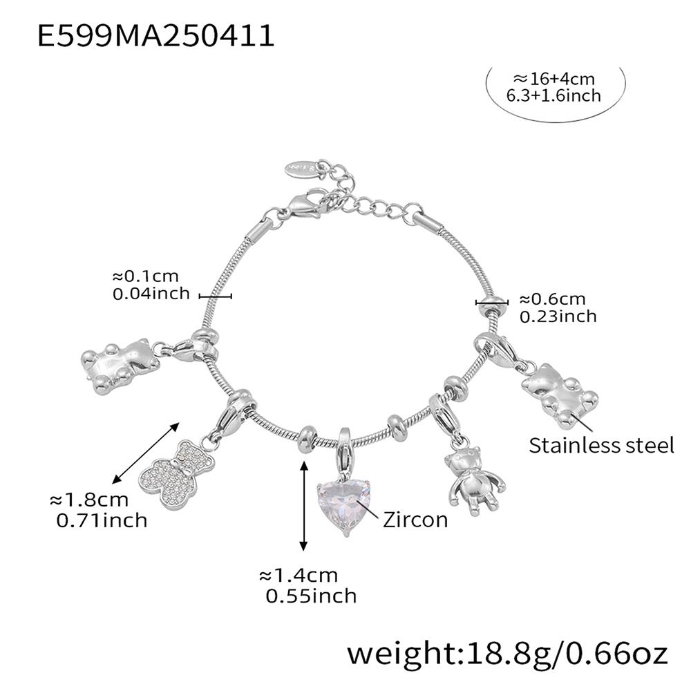 Stainless Steel Multi Bear Charms Bracelets For Women 18k Gold Plated Waterproof Non Tarnish Women's Removable Charm Bracelet