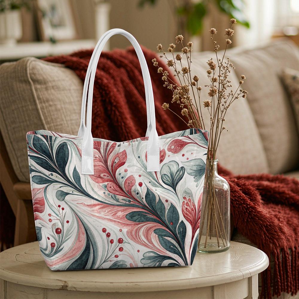 Floral Printed Shoulder Tote Bag for Daily Use Stylish Casual Large Capacity Handbag for Women