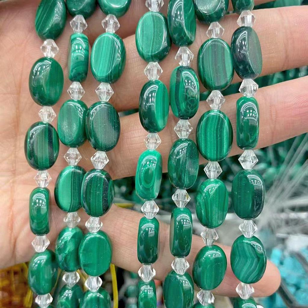 Pure Natural Malachite Tube & Oval Abacus Loose Beads for DIY Bracelet Jewelry