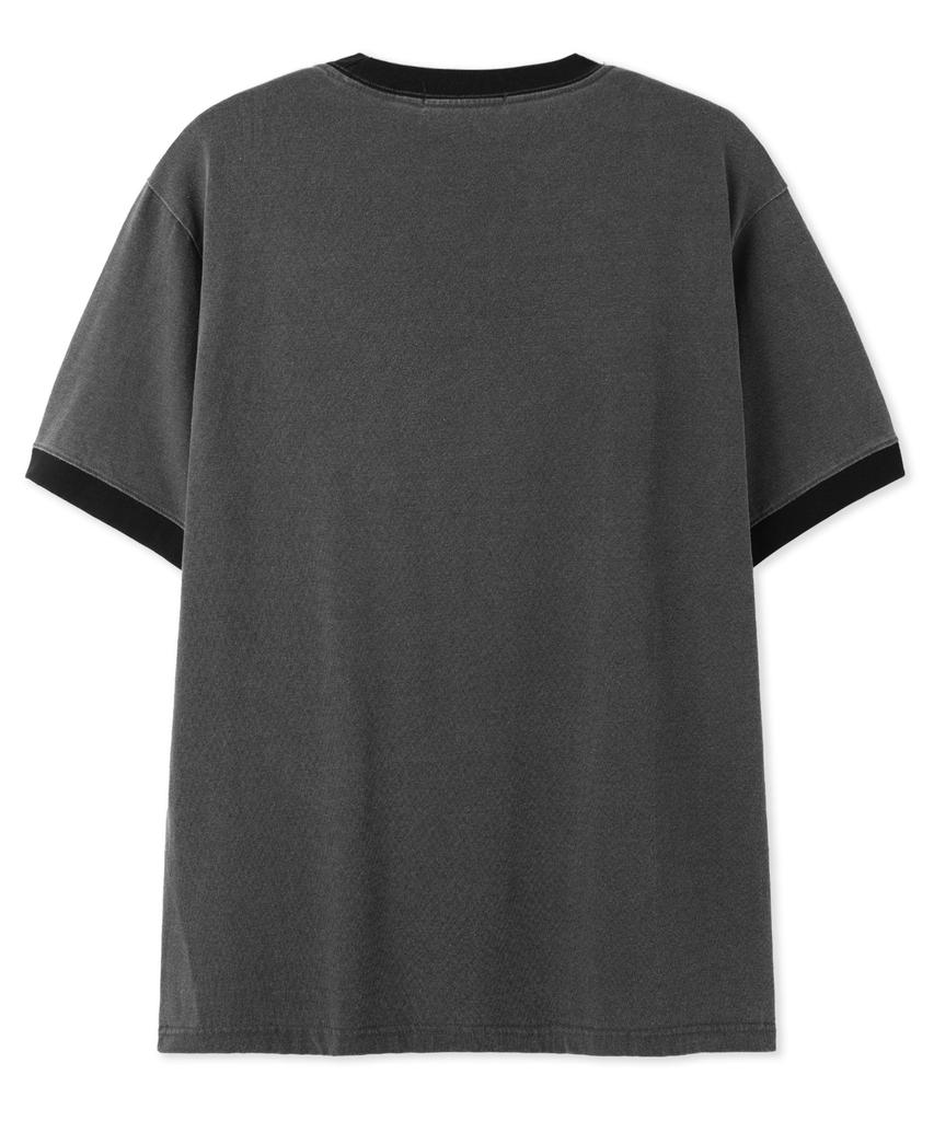 BASEMOMENT Pigment Washing Ringer Pocket Tee Charcoal