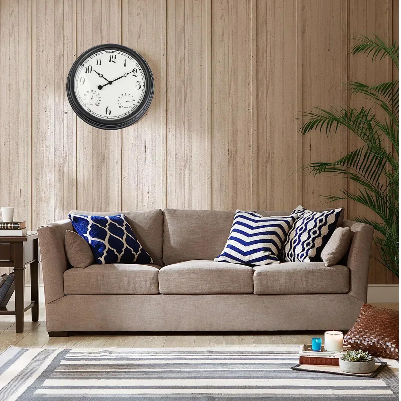 

15 Inch Outdoor Wall Clock with Analog Thermometer and Hygrometer Waterproof Silent Operation Rust Proof Frame China Mainland