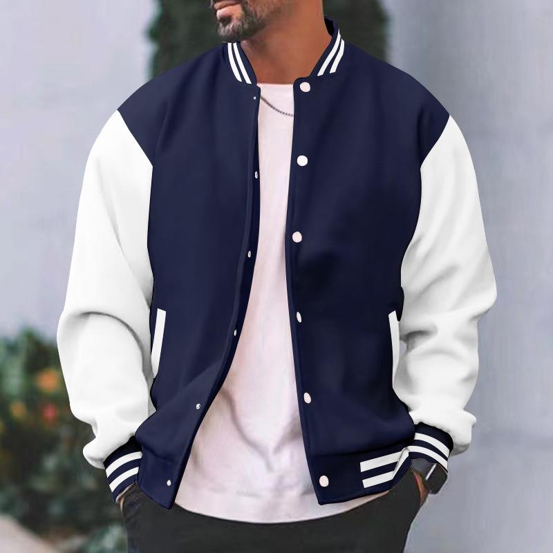 Herren S Lässige Einfarbige Baseballjacke Lockerer Schnitt Herbst