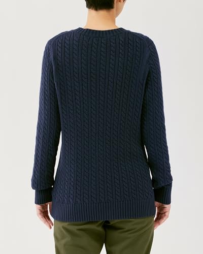 Amazon Essentials Soft Fisherman Sweater, Cable Knit, Crew Neck, Long Sleeve, Women's, Navy, Size 2XL
