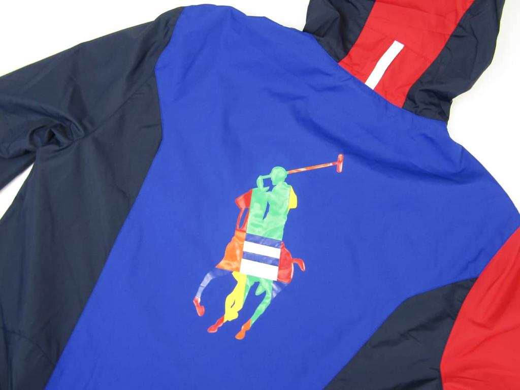 POLO RALPH LAUREN Big Pony Print Paneled Windbreaker Size Multicolor Men's Jacket, Small, 0101952, [Used]