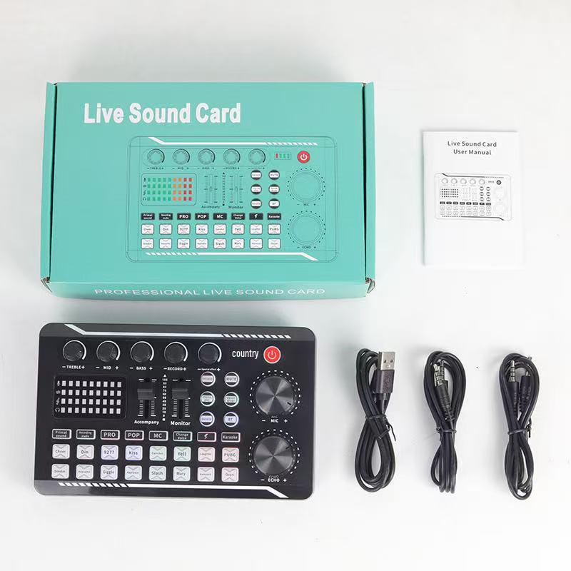 F998 Sound Card & Microphone Set with Type-C Adapter for Mobile Recording, Streaming, and Podcasting