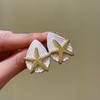 Oil Drip Copper Starfish Ear Studs Shell Shape Star Dangle Earrings Starfish Shell Earrings  Women