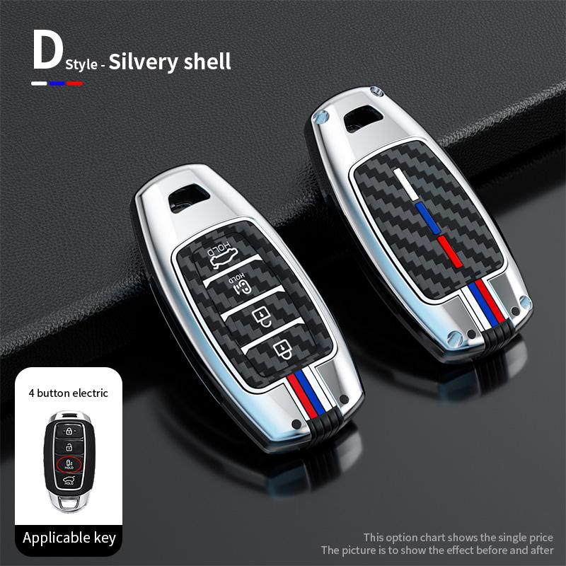 Styling Mouldings Car Alloy Key Case For Hyundai Palisade Grandeur Azera Elantra GT Kona 2018 2019 Smart Remote Fob Protector Co