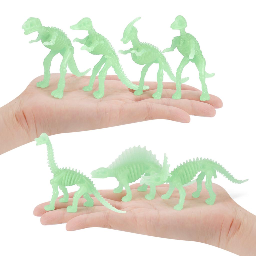 12 Archaeological Excavations Of Dinosaur Skeleton Fossils, Luminous Dinosaur Simulation Animal Model Toys, Static Ornaments