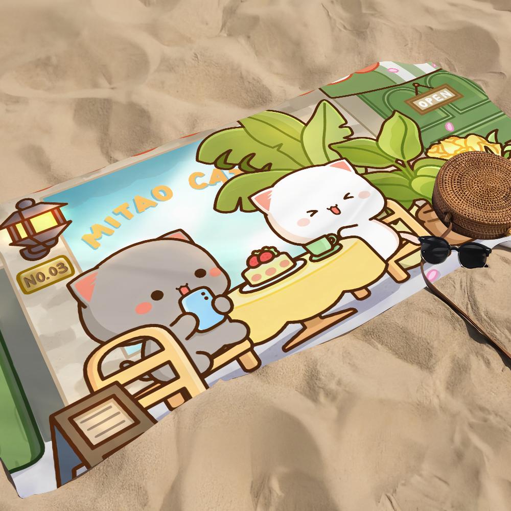 Mochi Cat Cute Towel Beach Towel Oversized Quick Dry Towel Absorbent Soft Swim BeachTowels for Men Women