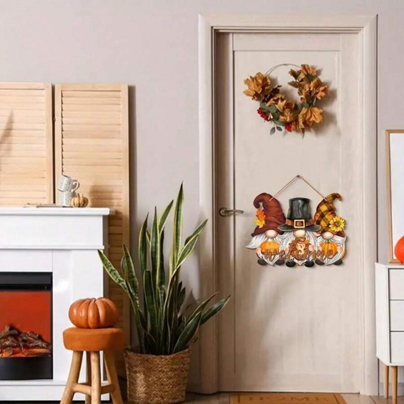 Autumn Thanksgiving Sunflower Welcome Sign, Mini Dwarf Wooden Hanging Decor for Indoor Outdoor, Porch Wall Decorations