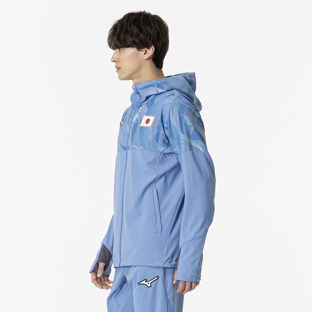 Mizuno Authentic Stretch Cloth Hoodie with JAPAN Logo and MUGEN GRAPHIC Parisian Blue Player-Inspired Jersey, 32MCBPA3,