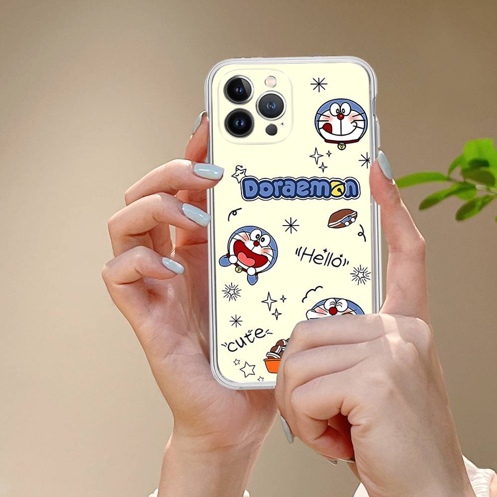 Cute Cartoon D-Doraemons TPU Silicone Case For IPhone 11 12 13 14 15 16 17 Pro Max Shockproof Clear Back Cover