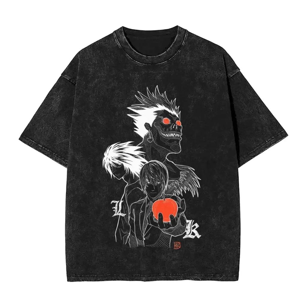 T-shirt da Uomo Anime DEATH NOTE Yagami Light L·Lawliet MisaMisa Lavata Manga Oversize Y2k T-shirt Cotone T-shirt Harajuku Maschile
