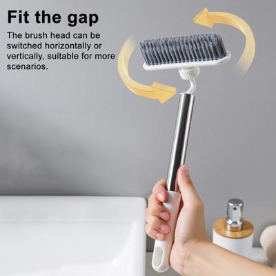 Crevice Brush with Extended Handle Universal Rotation Design V-Shaped Dense Bristles Stubborn Stain Remover Brush