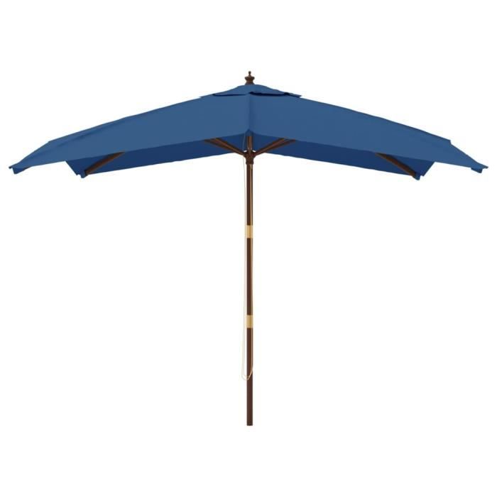 VidaXL Parasol de jardin avec mât en bois bleu azuré 300x300x273 cm 363198