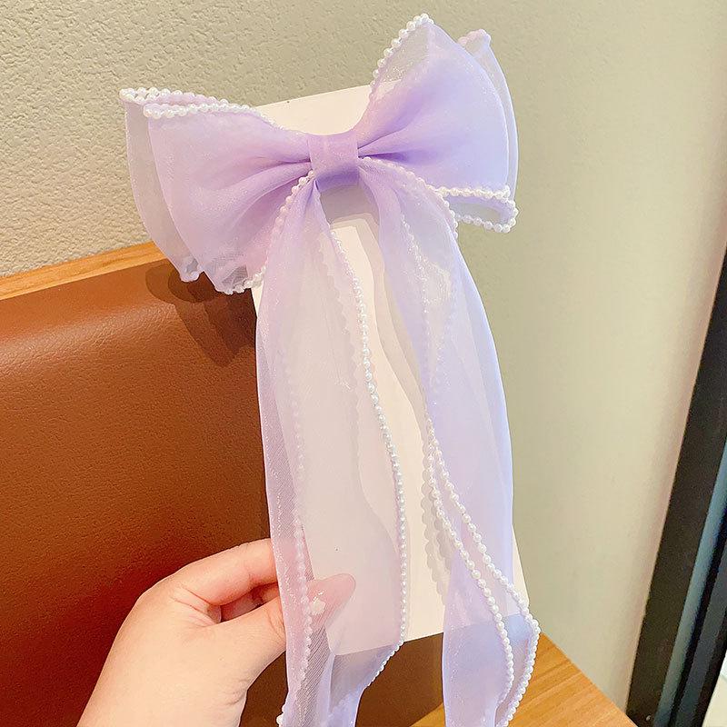 Rainbow Bow Braided Hair Clip for Girls - Cute Hair Accessory with Ribbon Hairpin