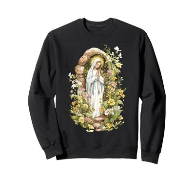 Our Lady of Lourdes Immaculate Conception Blessed Mother Mary Catholic Sweatshirt