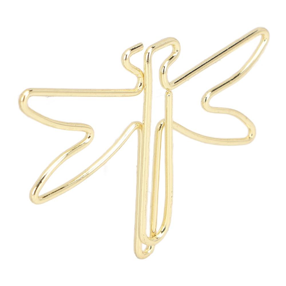 100Pcs Gold Large Cute Paperclips Dragonfly Shape Jumbo Wide Clips Office Supplies Ticket Holding
