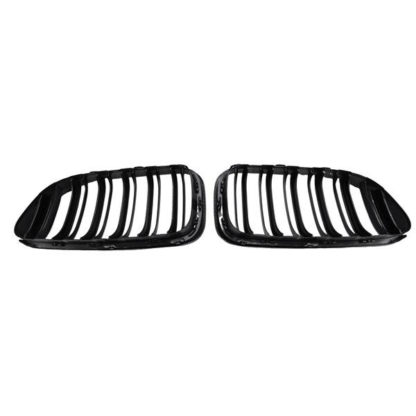 Carbon Fiber Pattern & Glossy Black ABS Front Grille Set for BMW None