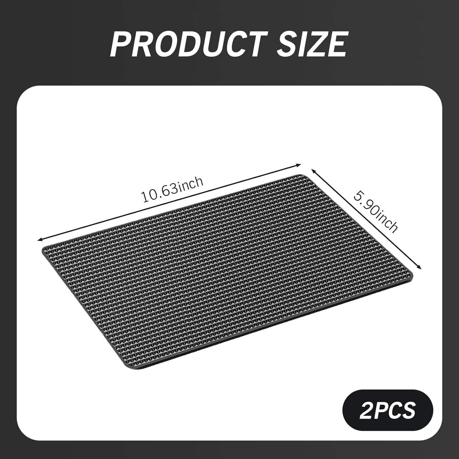 

2 PCS Car Dashboard Anti-Slip Mat, 10.62 x 5.9 Grid Pattern High Temperature Resistant Washable Center Console Storage Mat, Double-Sided