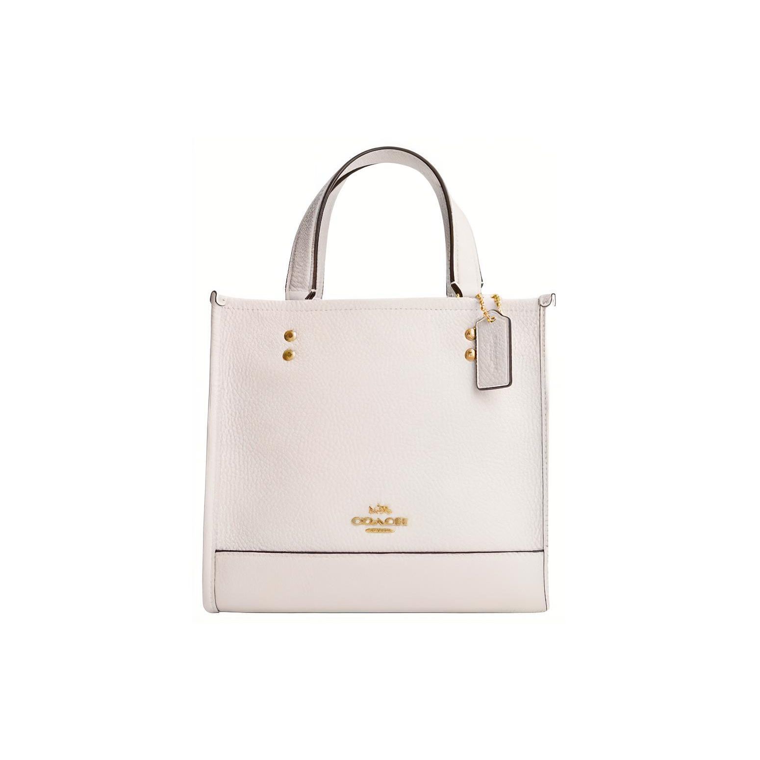 

Coach Dempsey Tote 22 Brand Logo Leather Tote Bag Shopping Bag Shoulder Crossbody Handbag Small Women tote Chalk-White CO971-IMCHK Basic Set (Bag+Dust Bag)