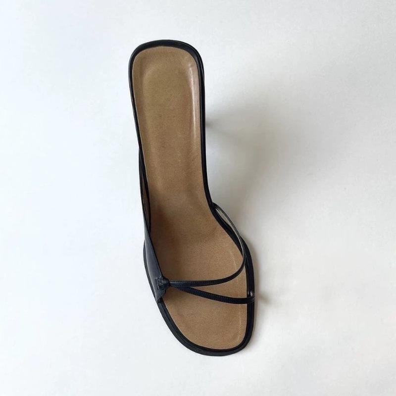 Sheepskin Version~ Minimalist Niche Temperament Thin Strap High Heel Open Toe One Word Cool Slippers Women Wear Summer Sandals