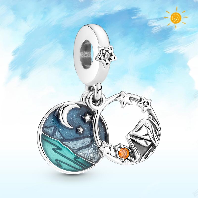 copper Authentic Charm Bead Charms Blue Sea Butterfly Whale CZ Charm Bead Charms Bead Charms Compatible With Authentic Accessories Bracelets Do It You