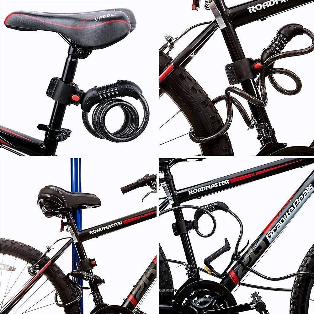 ENGG Bike Combination Dial Wire Bicycle 12mm Cross Lock, Lock, Lock, 1200/1500mm Length, Diameter, 5-Digit Anti-Theft (Black)