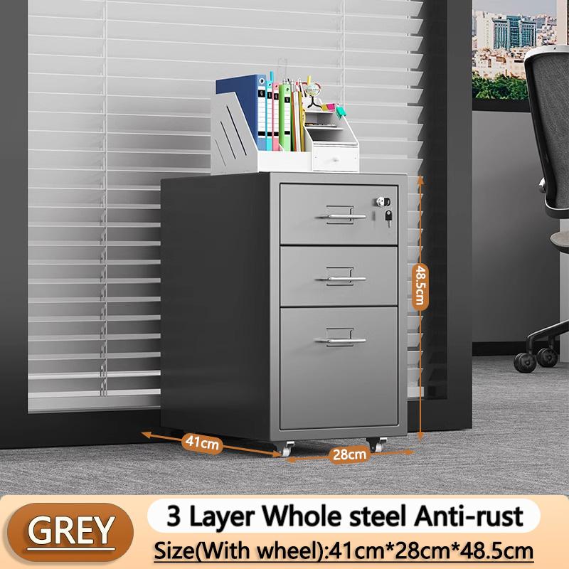 Metal filing cabinet 3/5/6 Office metal steel cabinet with wheels and lock, suitable for home offices and schools