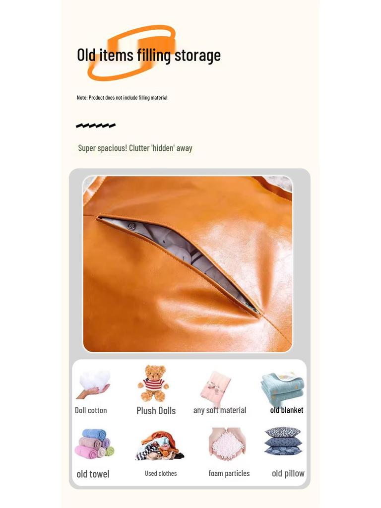 Skórzany marokański puf: Puf z funkcją przechowywania do salonu, Podnóżek do sofy, Stojak na nieużywane ubrania, Stołek do wykuszowego okna