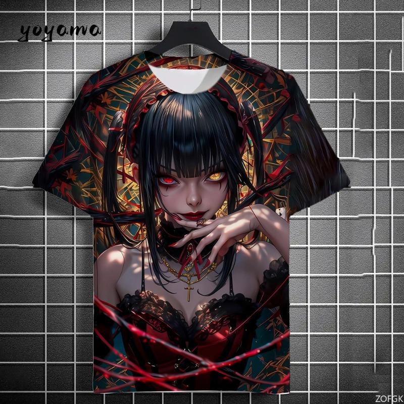 Men T-Shirt Japanese Manga Girl Style Print T-Shirt Fashion Breathable 3D Print