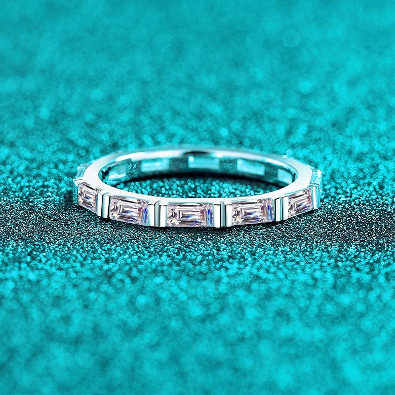 

Кольцо Yin Baichuan из стерлингового серебра S925 с муассанитом, Прямоугольное, Сочлененное как бамбук, Штабелируемое, Легкая роскошь, Высококлассное. Size 15