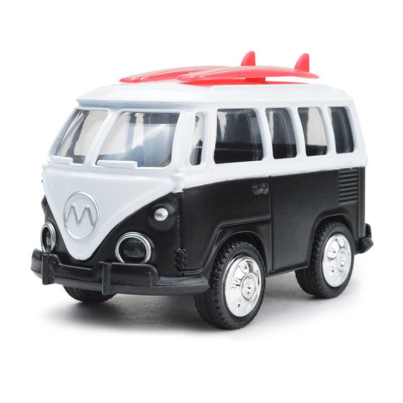1:36 Cartoon Q-version Bus Children's Toy Car Alloy Sound Light Pull Back Model Miniature Collection Gift