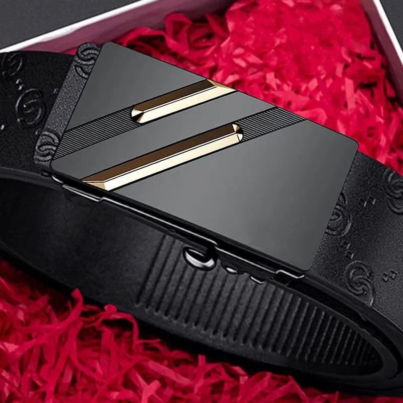 

Belt Men S High-End Leather Casual Business Simple Men S Automatic Buckle Belt Cowhide Versatile Middle-Aged And Young People Belt 130cm