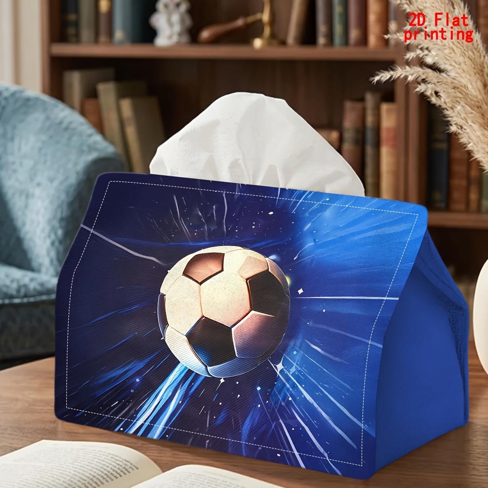 1pc Soccer-Themed Tissue Box with Soccer - Reusable Napkin Dispenser Suitable for Kitchen, Living Room, Car, Dorm - Compact Decorative Storage for Tis