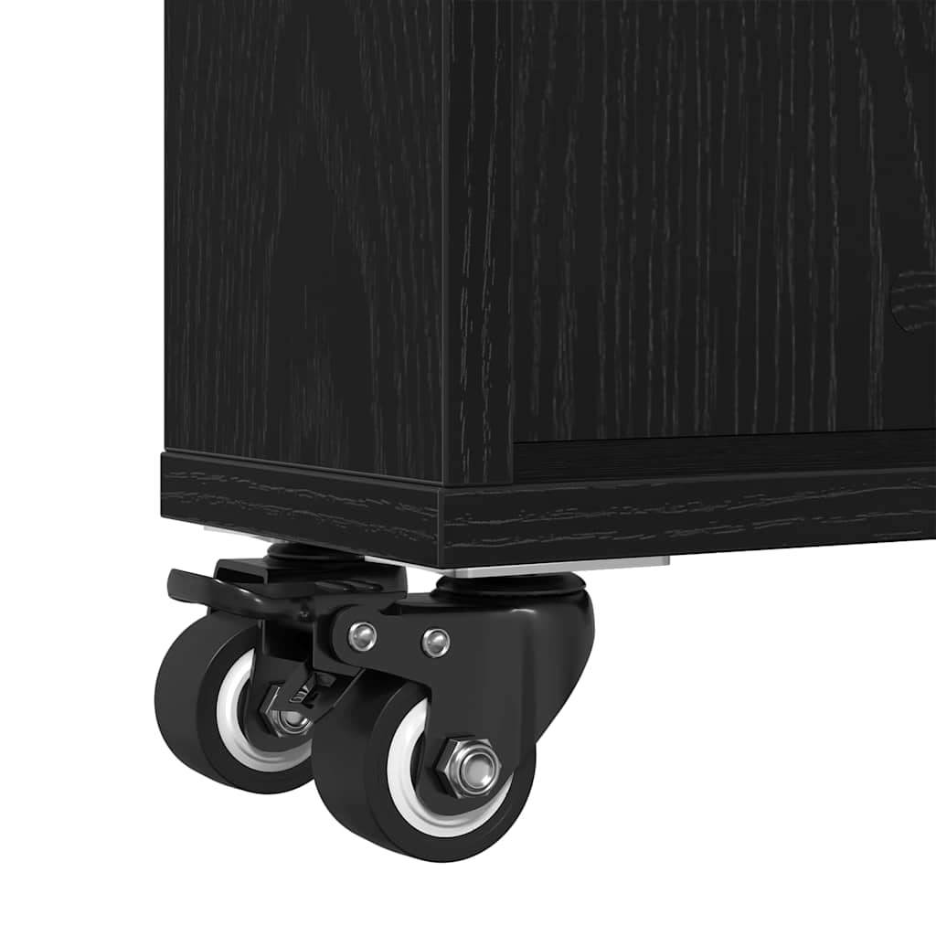 Narrow Storage Trolley Black Oak Effect