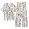 Pajamas women's summer Modal short-sleeved cropped pants thin summer new cotton silk can be worn outside plus size loungewear
