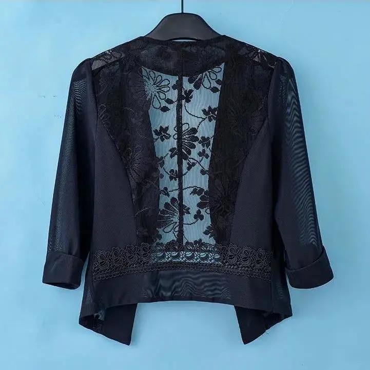 Sunscreen Clothing Women's Shawl Mesh White Suit Jacket Summer Camisole Short Jacket Lace Solid Casual Coat
