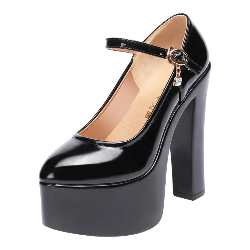 15cm Women's Thick Soled Waterproof Platform Pointed Professional Work Shoes Sexy High Heels Shoes for Dress Model Party Wedding