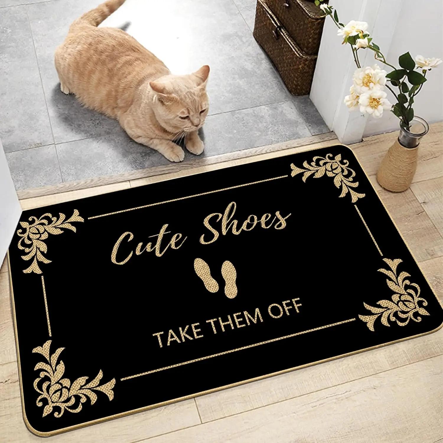 Grappige Welkomstmatten Doe uw Schoenen Uit Vloer Decoratief Tapijt Antislip Gemakkelijk Schoon te Maken Kleed Kamer Huis Kantoor Wasbaar Deurmatten 40x60cm